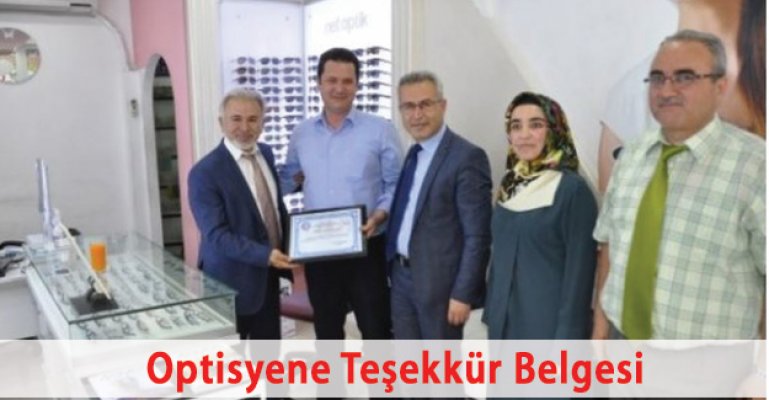 Net Optik Sahibi Murat Lükel'e Teşekkür Belgesi