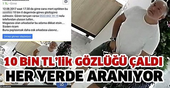 Gözlük hırsızı kameralara takıldı!