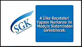 4 Ülke Reçeteleri Yupass Numarası ile Medula Sistemine Girilebilecek.