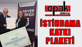 Opak Lens'e 2018 Yılında İstihdama Katkılarından Dolayı Teşekkür Plaketi