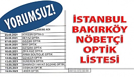 İstanbul Bakırköy İlçesi Nöbetçi Optik Listesi