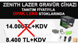 Zenith Lazer Gravür cihazı Opak Lens stoklarında...